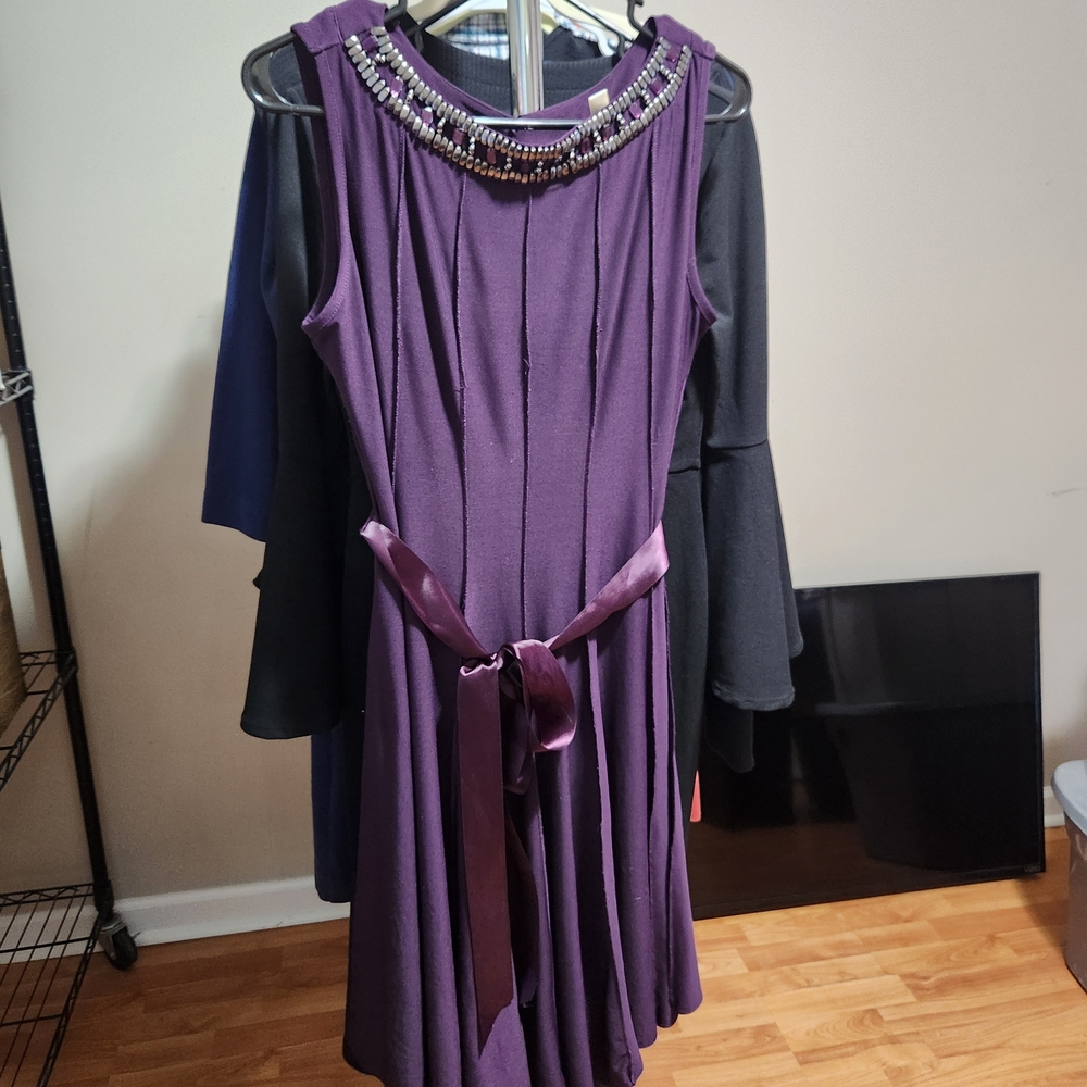 Haani Purple Beaded Midi Dress